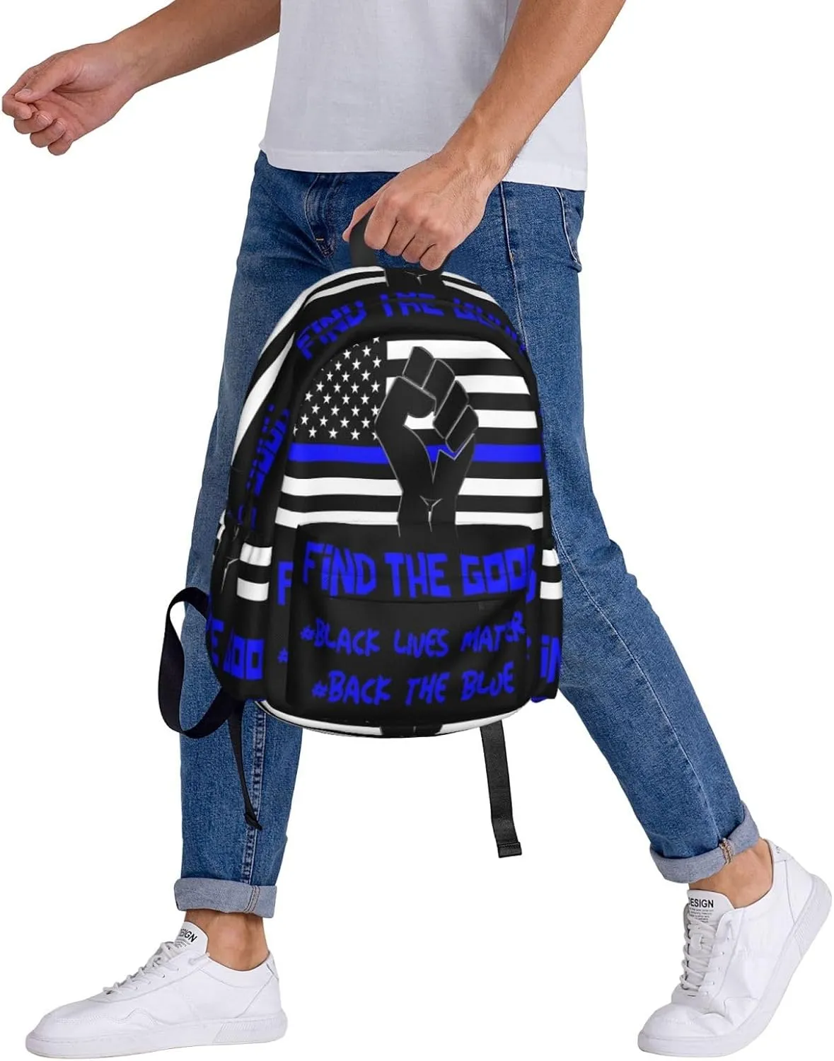 Back the Blue and realize Black Lives Matter Backpack Large Capacity Backpack Lightweight Double Shoulder Bag For Women Men Travel