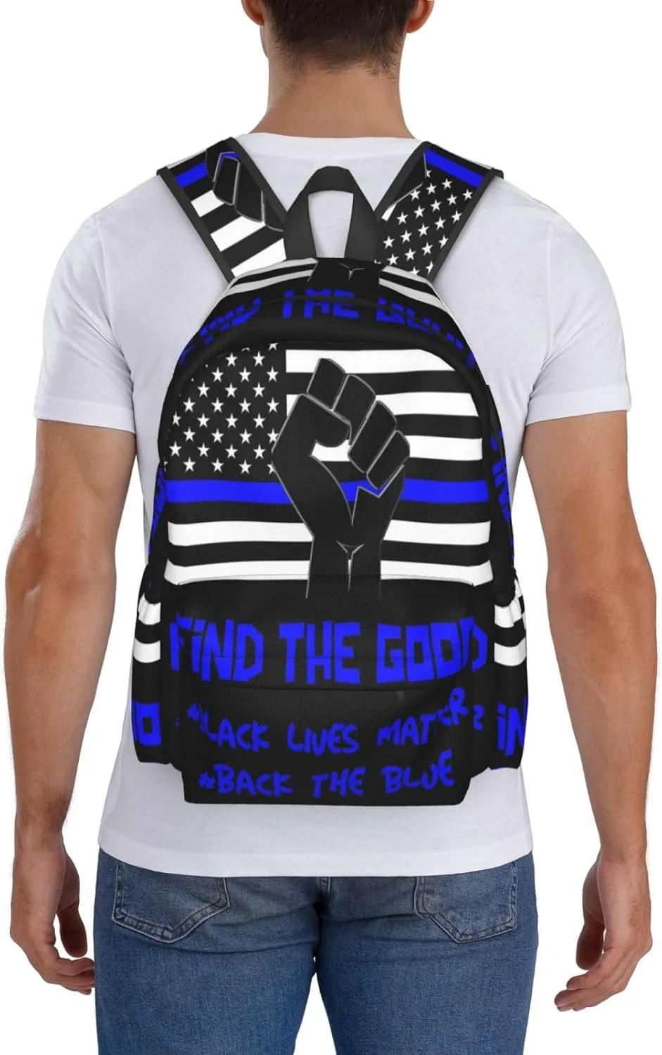 Back the Blue and realize Black Lives Matter Backpack Large Capacity Backpack Lightweight Double Shoulder Bag For Women Men Travel