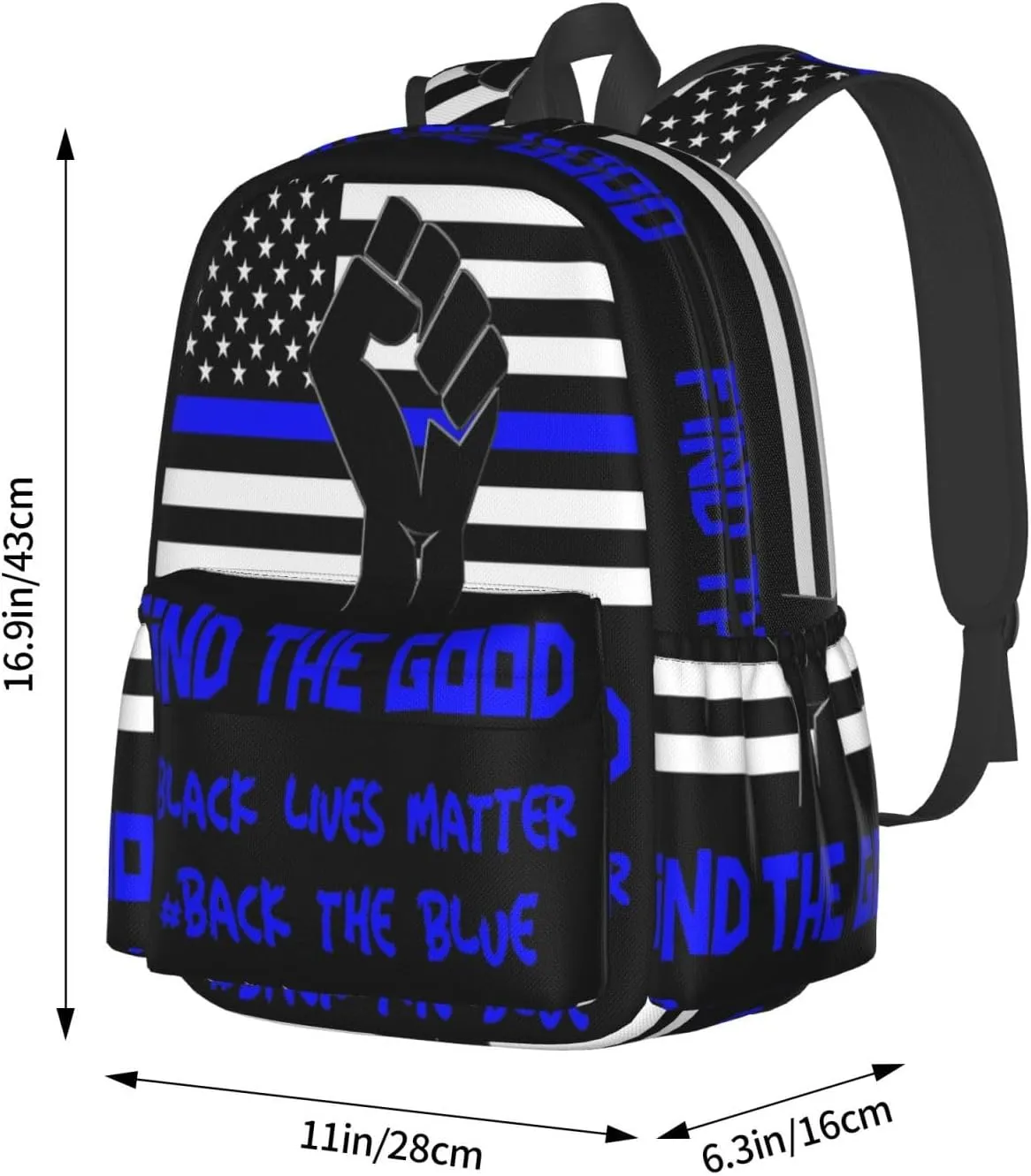 Back the Blue and realize Black Lives Matter Backpack Large Capacity Backpack Lightweight Double Shoulder Bag For Women Men Travel
