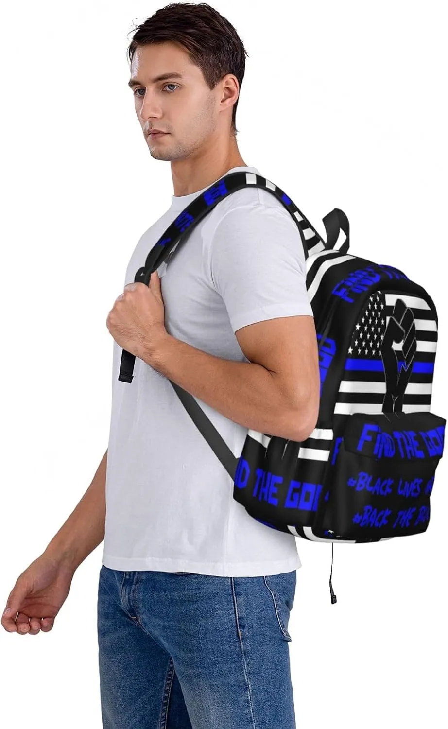 Back the Blue and realize Black Lives Matter Backpack Large Capacity Backpack Lightweight Double Shoulder Bag For Women Men Travel
