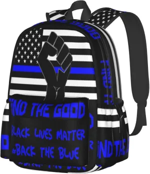 Back the Blue and realize Black Lives Matter Backpack Large Capacity Backpack Lightweight Double Shoulder Bag For Women Men Travel