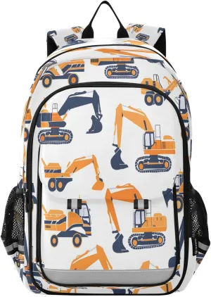 Backpack Bookbag School Bag Travel Bag Orange Excavating Machinery for Girls Boys Teen