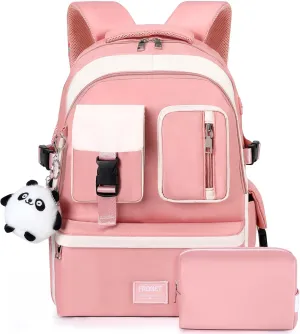 Backpack for Girls School Laptop Bag 15.6 Inch for Teenage, Women Daypack Pink Large Middle High Elementary College Student Bookbag Grade 5 6 7 8 9 10 Ages 13 14 15 16 17 18 19