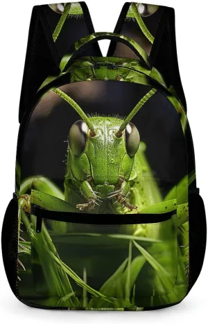 Backpack for Men Women Lightweight Bookbag Grasshopper on Grass Laptop Backpack Adjustable Casual Daypack for Work Travel