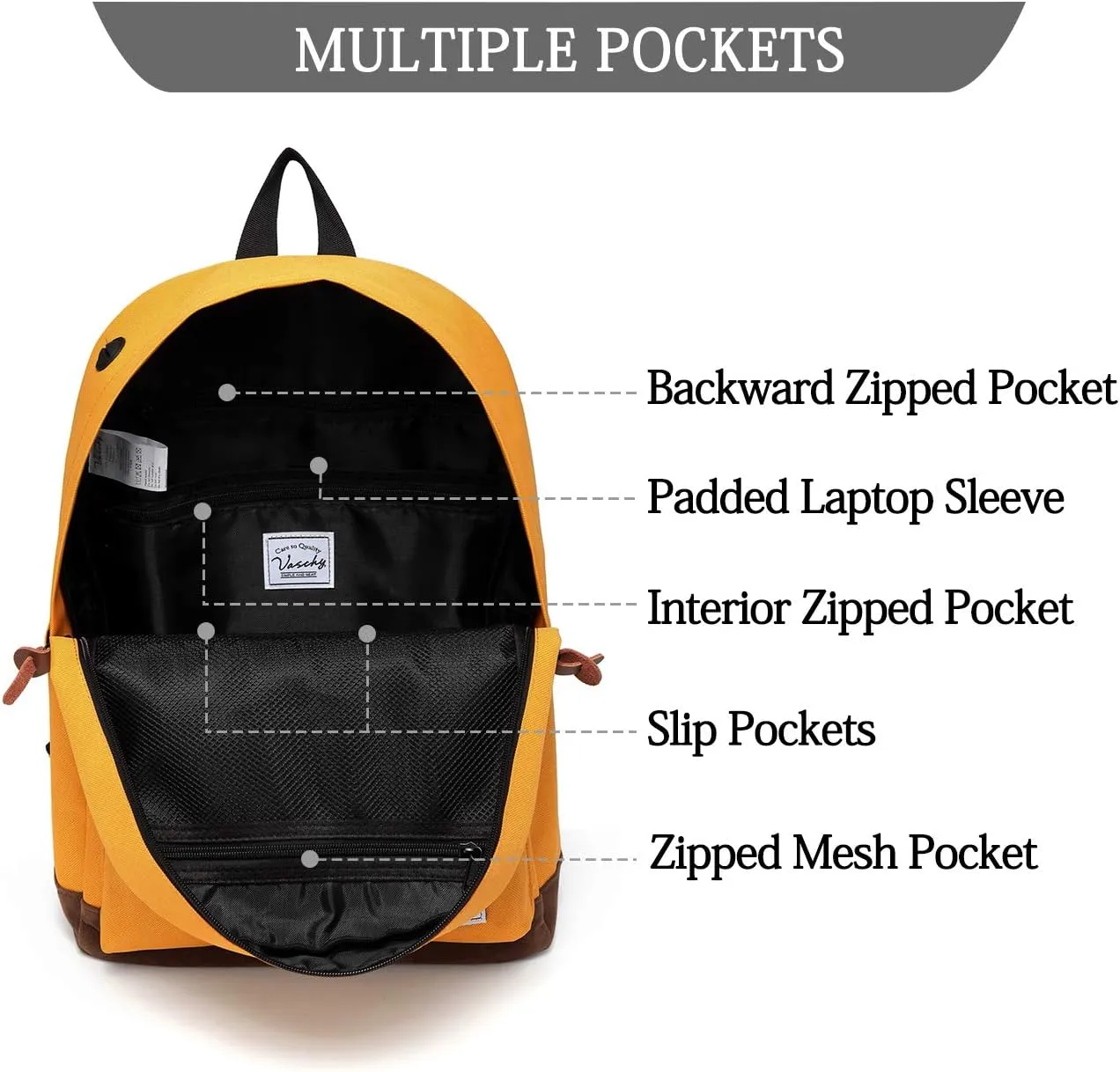 Backpack for Men Women,VASCHY Classic Water-resistant Lightweight Travel School Backpack Casual Daypack