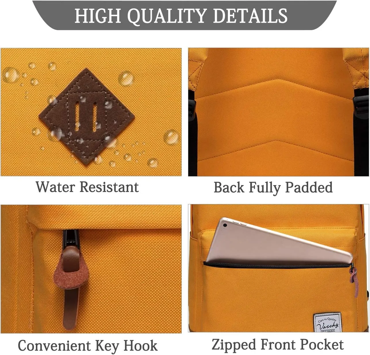 Backpack for Men Women,VASCHY Classic Water-resistant Lightweight Travel School Backpack Casual Daypack
