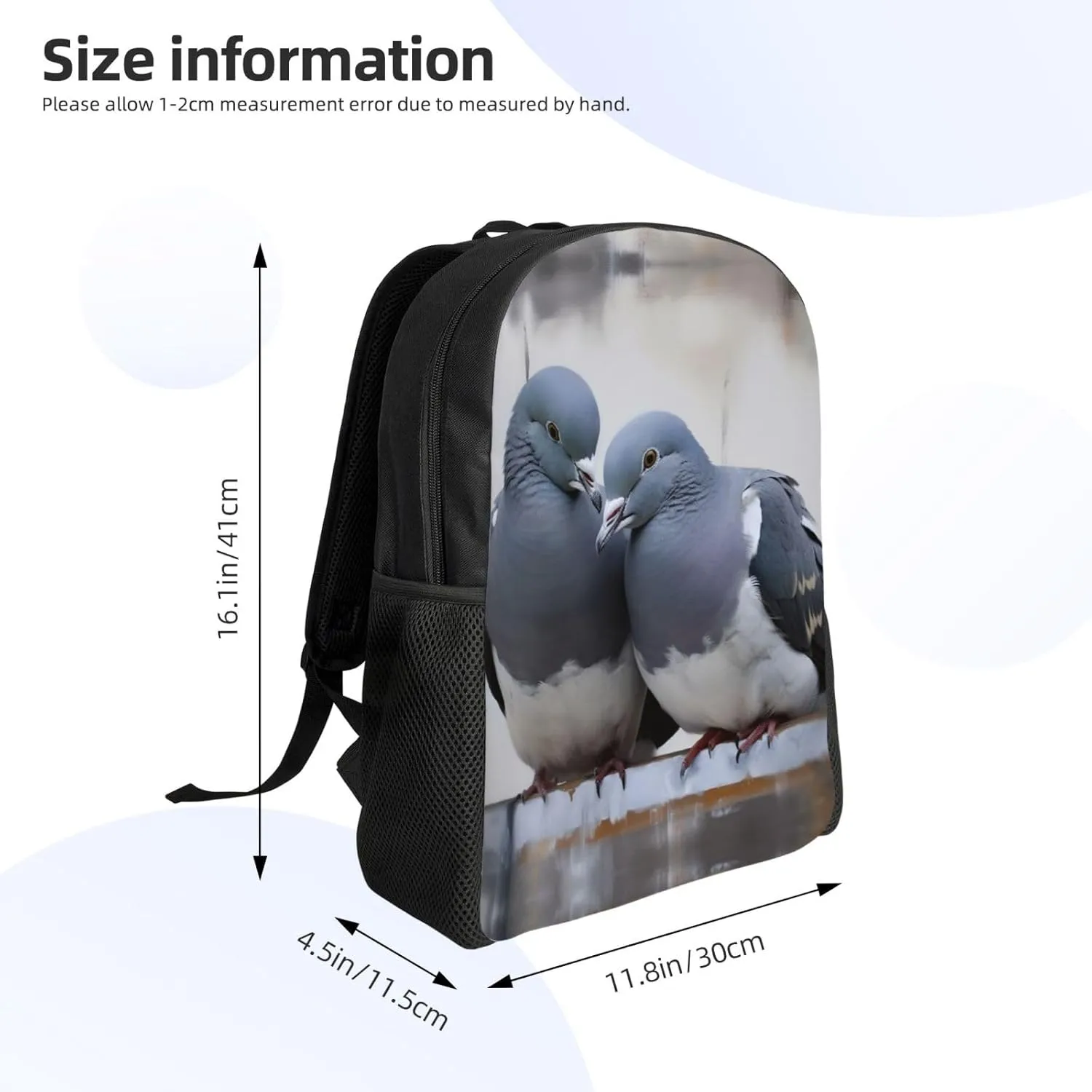 Backpack for Woman Men Casual Daypack Doves Laptop Backpack 17 In Lightweight Carry-on Bag for Travel Work