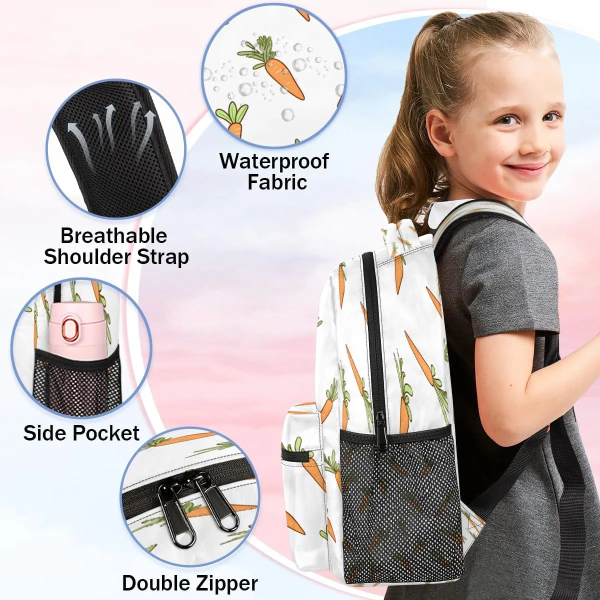 Backpack for Women Men, Waterproof Carrot Roots Casual Back Pack, Lightweight Easter Daypack Bag for Travel Camping Work