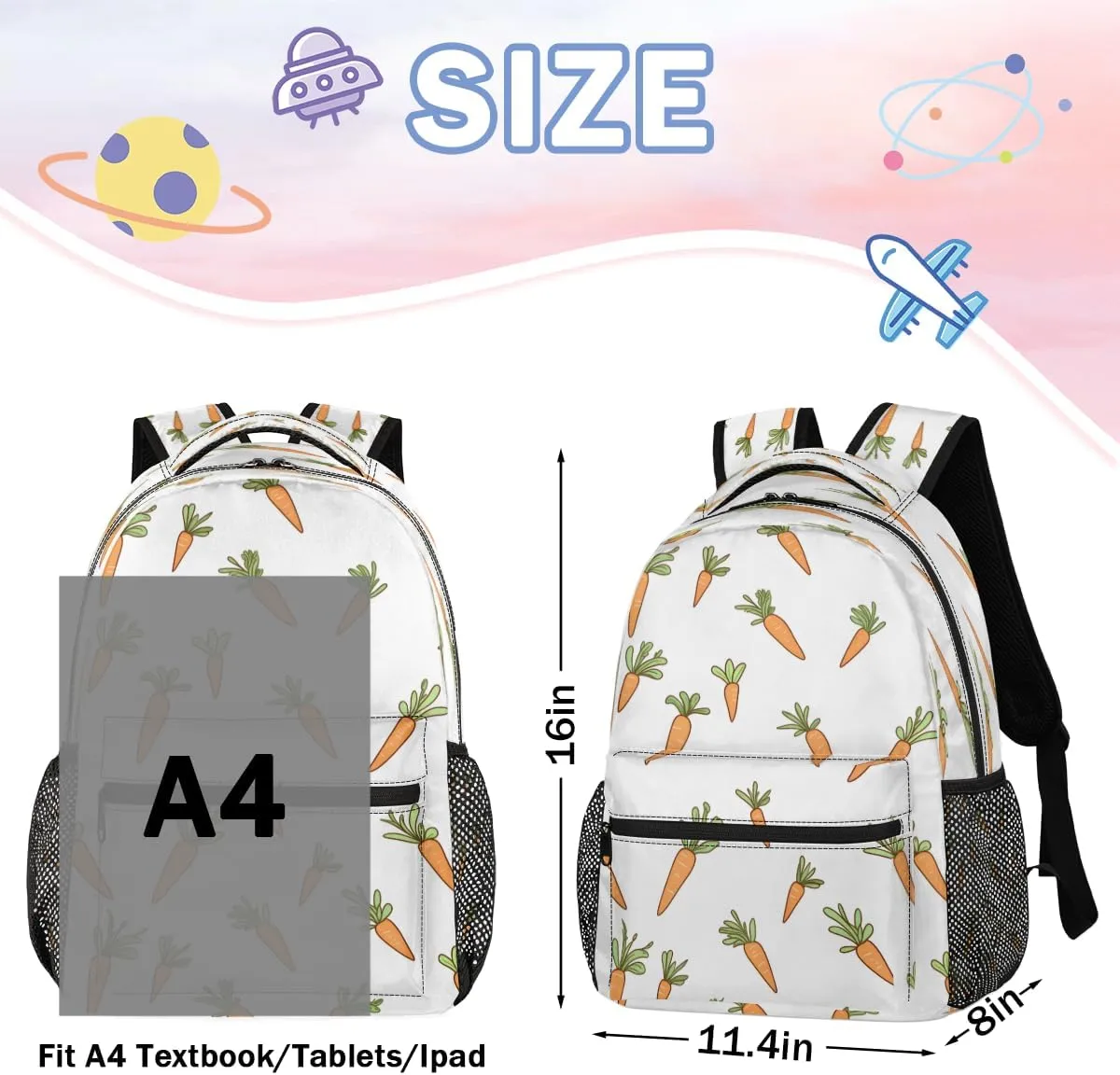 Backpack for Women Men, Waterproof Carrot Roots Casual Back Pack, Lightweight Easter Daypack Bag for Travel Camping Work