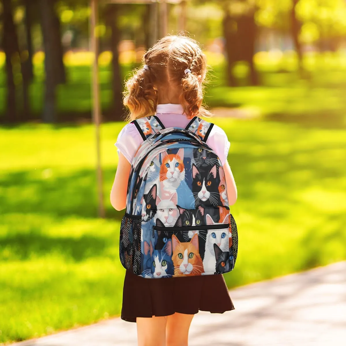 Backpack for Women Men, Waterproof Cute Cats Breeds Casual Back Packs, Lightweight Cat Prints Daypack Bags for Travel Camping Work