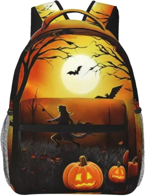 Backpack for Women Men's Casual Daypack Mandala Hiking Rucksack Outdoor Travel Bag, Halloween Party, One Size