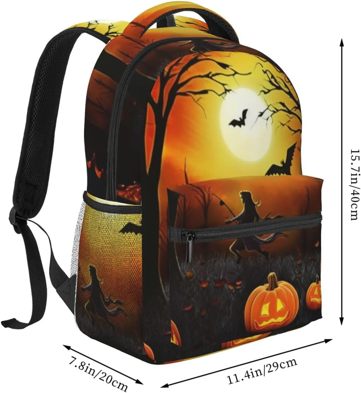 Backpack for Women Men's Casual Daypack Mandala Hiking Rucksack Outdoor Travel Bag, Halloween Party, One Size