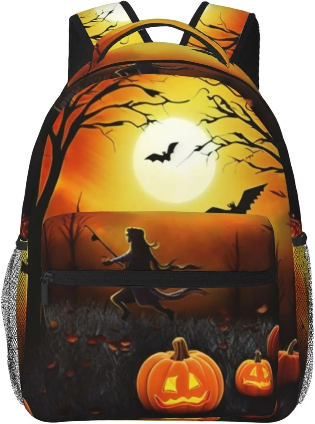 Backpack for Women Men's Casual Daypack Mandala Hiking Rucksack Outdoor Travel Bag, Halloween Party, One Size