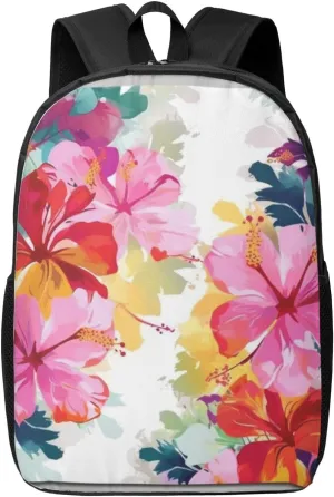 Backpack for Women Men's Casual Daypack Mandala Hiking Rucksack Outdoor Travel Bag, Hawaiian Flower, One Size