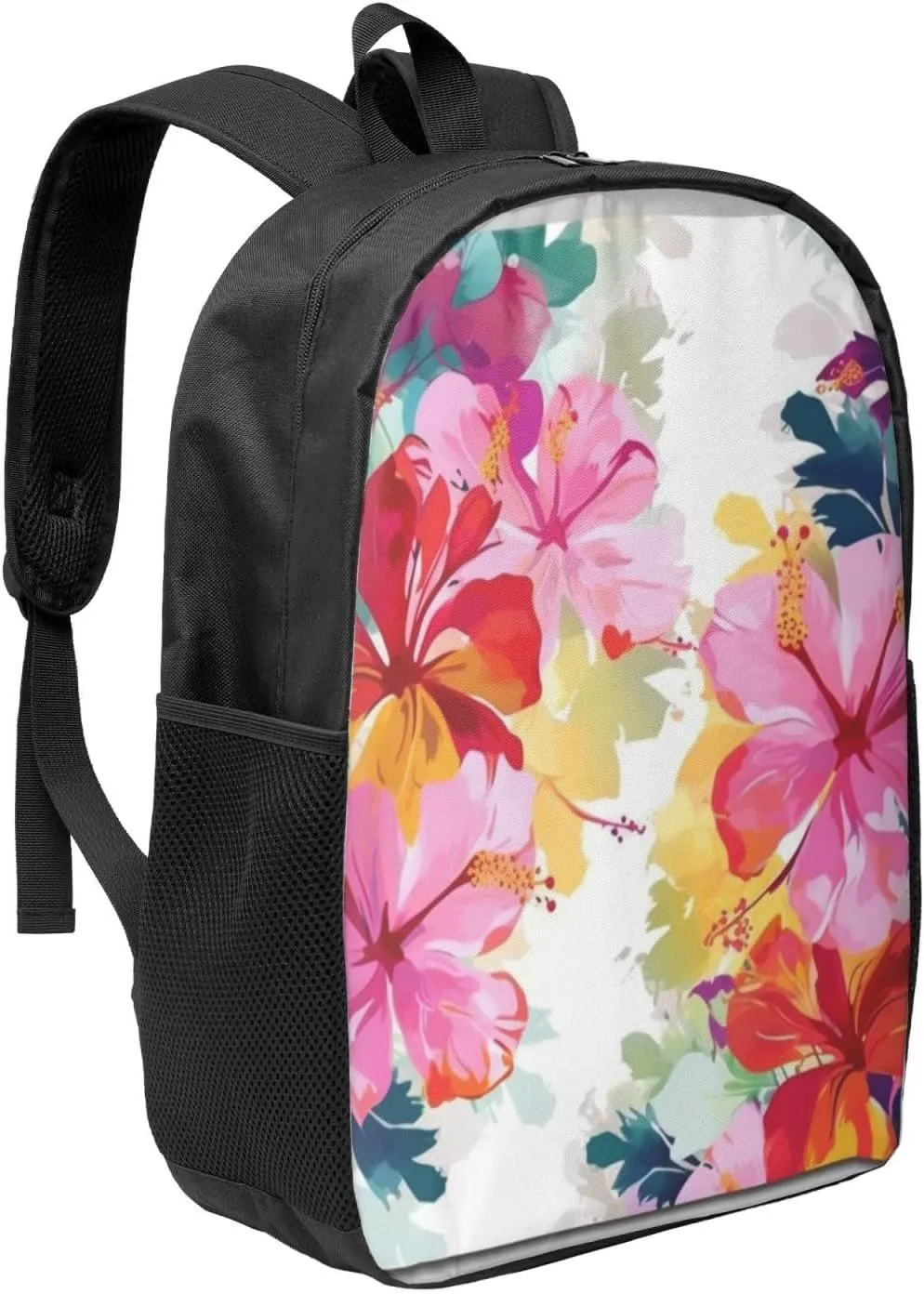 Backpack for Women Men's Casual Daypack Mandala Hiking Rucksack Outdoor Travel Bag, Hawaiian Flower, One Size