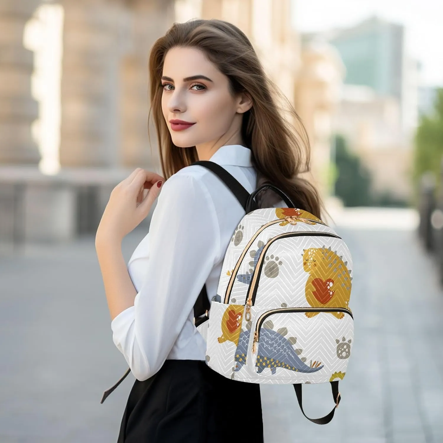 Backpack for Women Shoulder Bag Lightweight Mini Backpack Casual Daypack Back Pack for Travel Work Dinosaur (Medium Pattren 2)