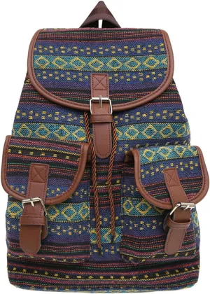 Backpack For Women,Vintage Ethnic Shoulder Handbag Boho Casual Backpack Purse,Shoulder Bag For Work,Leisure,Shopping,Travel (Grün)