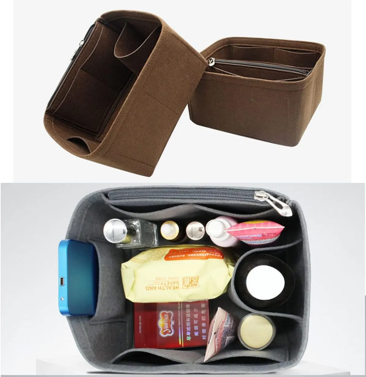 bag organizer insert for picotin 22 bag organizer Liner Bag Zipper Lid Liner Organizer 1008grey-B-M