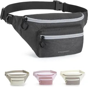 BAGSMART Fanny Packs for Women Men Crossbody Waist Bag with Adjustable Strap Belt Bag for Running Sport Travel Hiking, Black