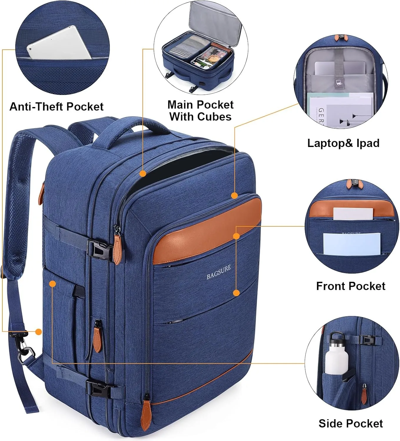 Bagsure Travel Backpack, 42L Carry on Luggage, Flight Approved Expandable Backpack, Laptop Backpack