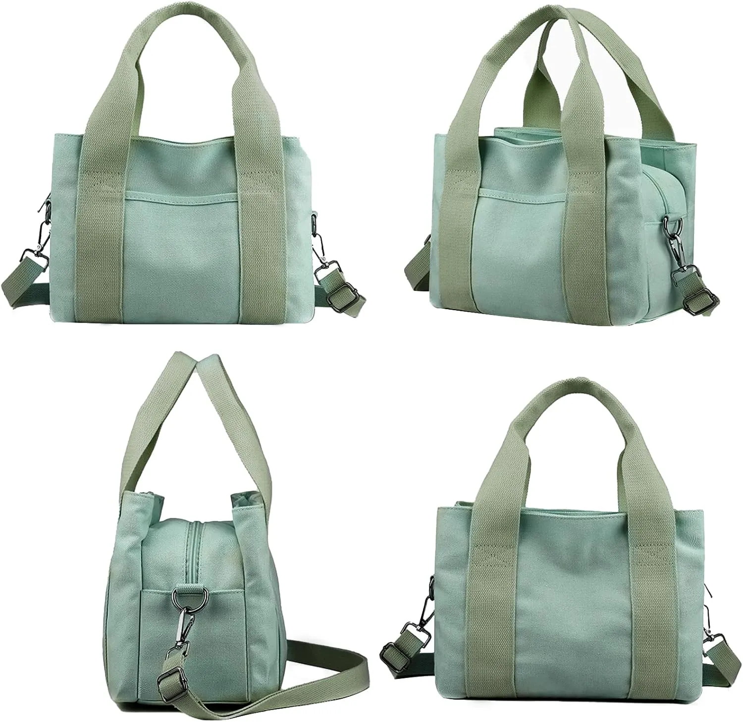 Barsine Canvas Tote Bag for Women Crossbody Shoulder Handbag with Compartments for Work Church College