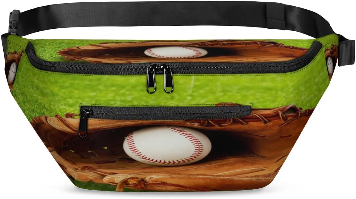Baseball Crossbody Sling Bag for Women Men Crossbody Backpack with 4 Zipper Pockets Fanny Pack Shoulder Casual Daypack for Travel Running Hiking Cycling