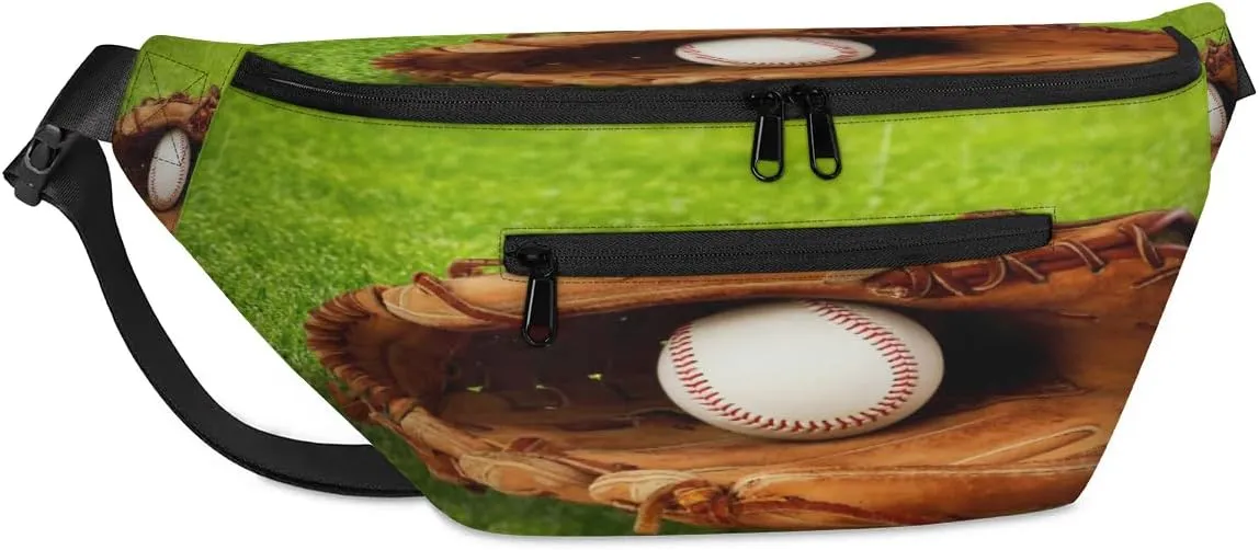 Baseball Crossbody Sling Bag for Women Men Crossbody Backpack with 4 Zipper Pockets Fanny Pack Shoulder Casual Daypack for Travel Running Hiking Cycling
