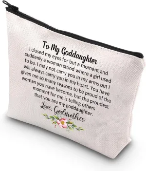 BDPWSS Goddaughter Makeup Bag Goddaughter Gift From Godmother Goddaughter Baptism Gift i Closed My Eyes For a Moment Goddaughter Graduation Cosmetic Bag (closed eye goddaughter)