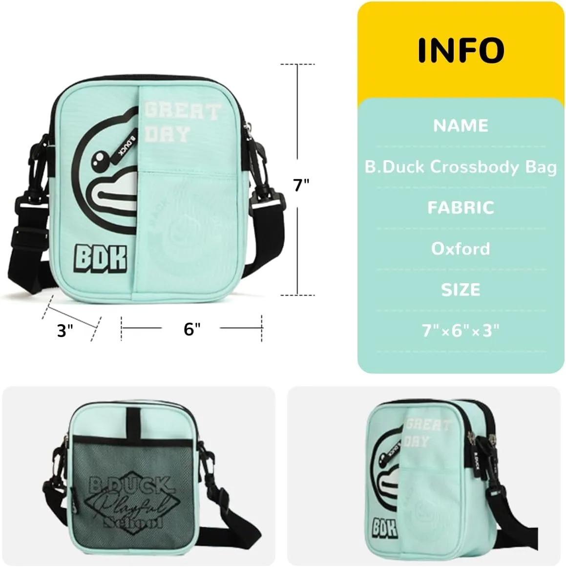B.Duck Fanny Pack for Women Kids Crossbody Bag Purse Duck Print Boy Girl Canvas Sling Shoulder Bag Workout Travel Gift