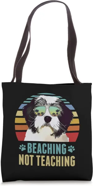 Beaching not Teaching Polish Lowland Sheepdog Dog Summer Tote Bag