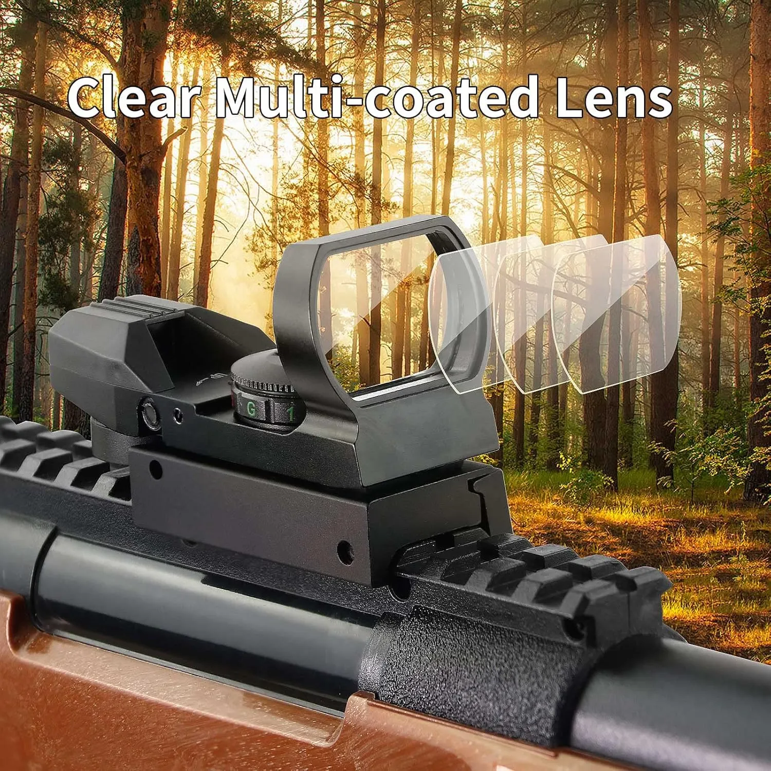 Beileshi Reflex Sight,Adjustable 4 Reticle Styles 5 Brightness Settings Red Green Dot Sight with 20mm Rail Mount