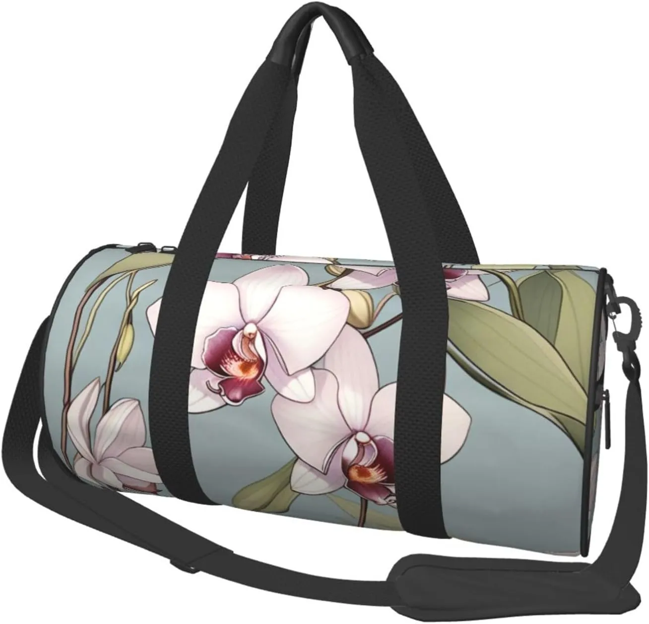 Bell orchid Printed Travel Bag,Round Personal Item Storage bag,Foldie Duffel Bag for Traveling Vacation,Fitness,Sports
