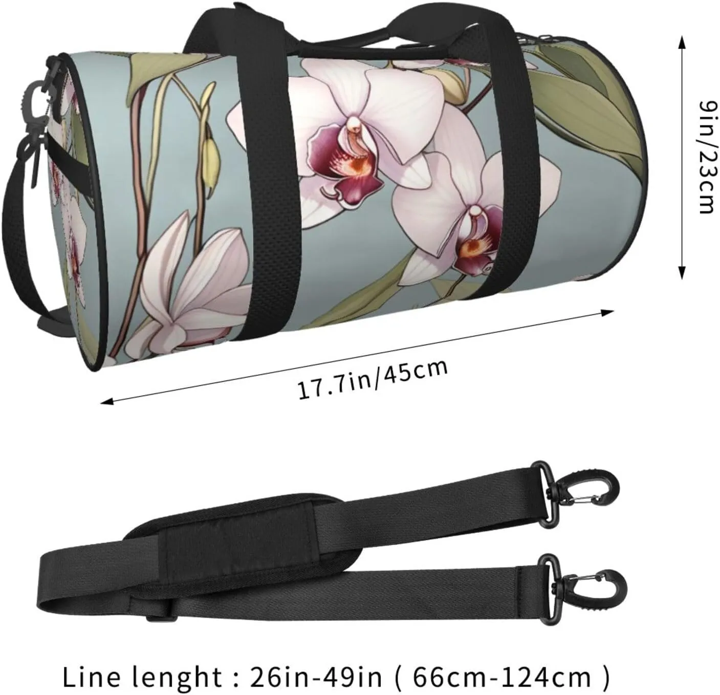 Bell orchid Printed Travel Bag,Round Personal Item Storage bag,Foldie Duffel Bag for Traveling Vacation,Fitness,Sports