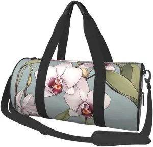 Bell orchid Printed Travel Bag,Round Personal Item Storage bag,Foldie Duffel Bag for Traveling Vacation,Fitness,Sports