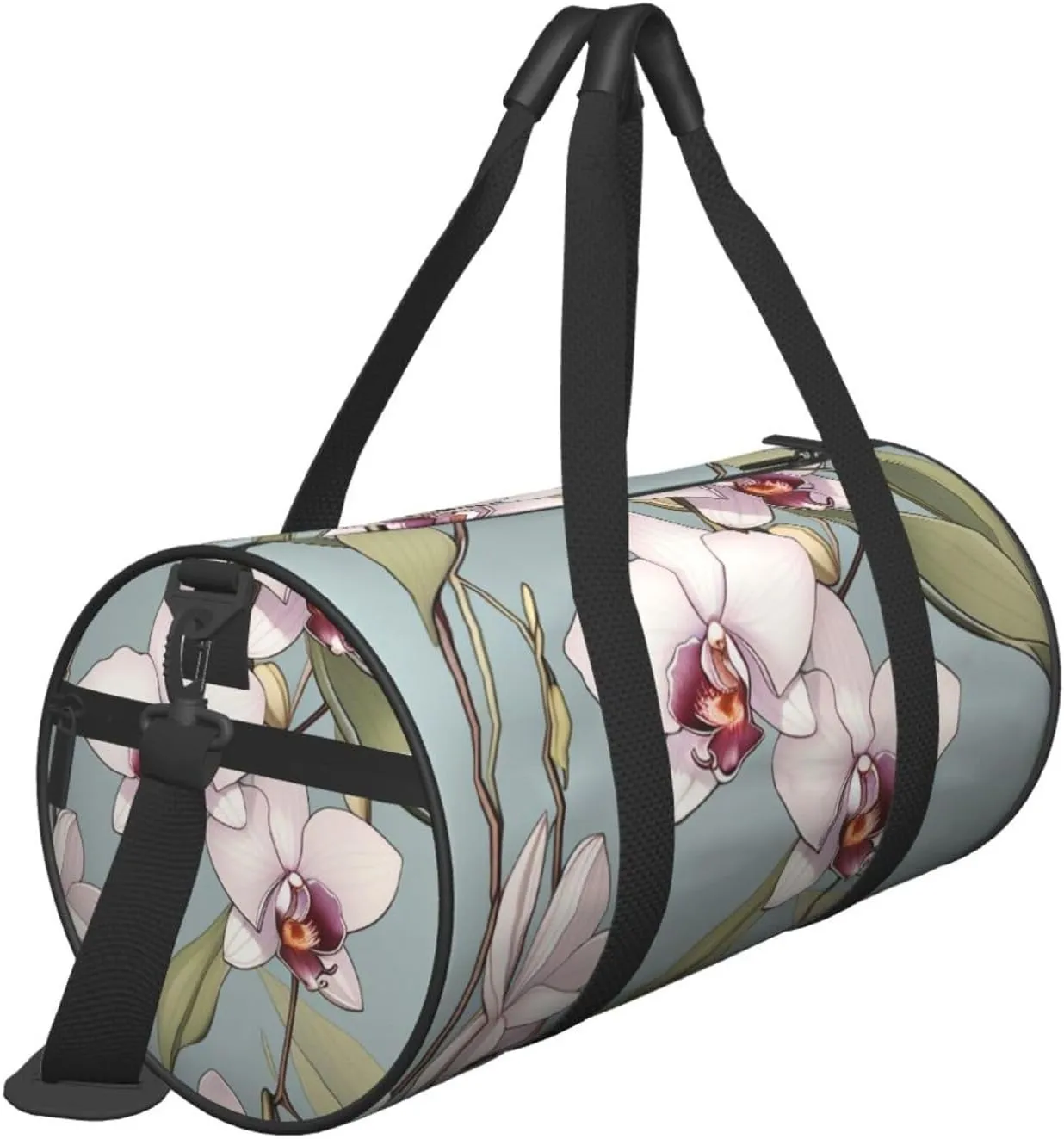 Bell orchid Printed Travel Bag,Round Personal Item Storage bag,Foldie Duffel Bag for Traveling Vacation,Fitness,Sports