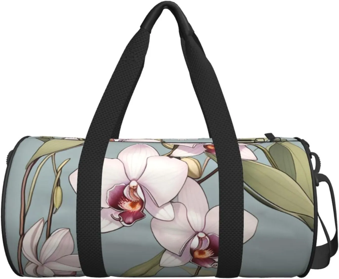 Bell orchid Printed Travel Bag,Round Personal Item Storage bag,Foldie Duffel Bag for Traveling Vacation,Fitness,Sports