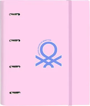 Benetton Pink – 4 Ring Binder 35 cm with 100 A4 Sheets, Ideal for Children of Different Ages, Comfortable and Versatile, Quality and Strength, 27 x 3.5 x 32 cm, Light Pink