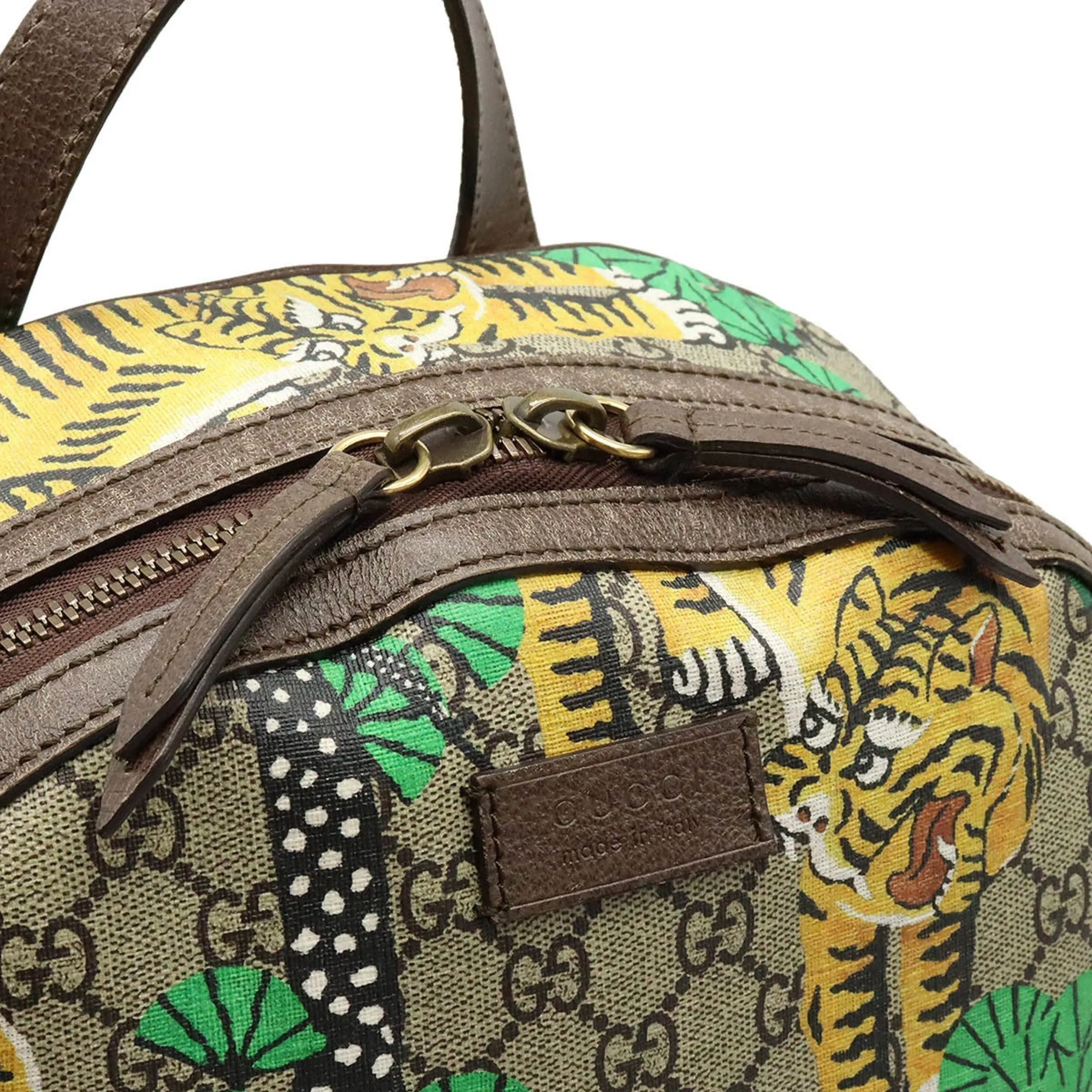 Bengal GG Military discount Proven track record Brown Line PVC Tiger Beige Leather Backpack Sherry Rucksack Multicolor GUCCI Supreme 428027