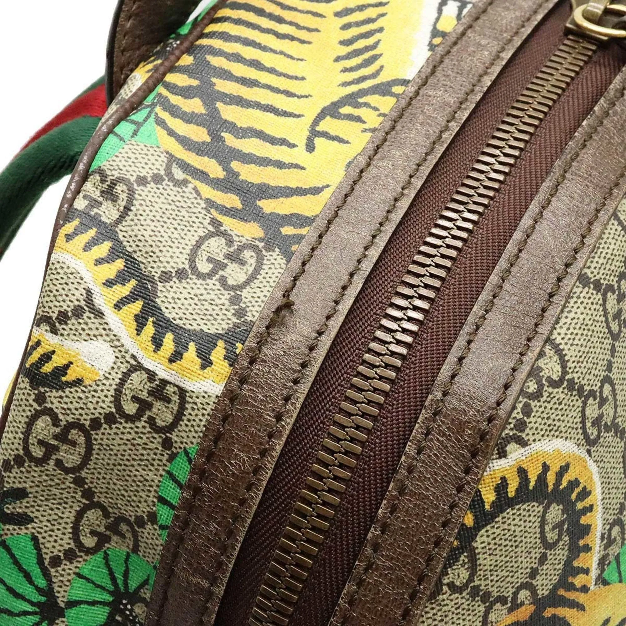 Bengal GG Military discount Proven track record Brown Line PVC Tiger Beige Leather Backpack Sherry Rucksack Multicolor GUCCI Supreme 428027
