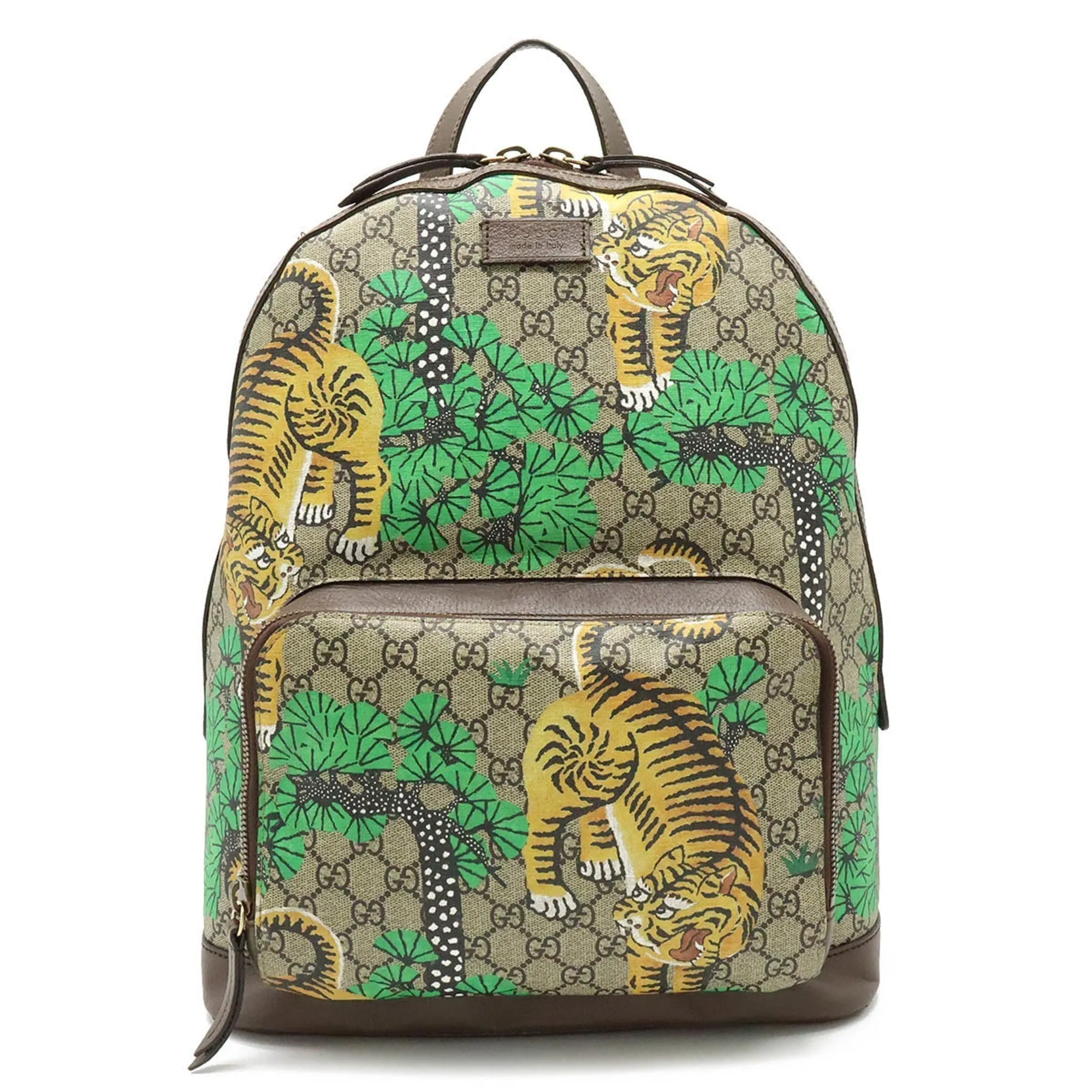 Bengal GG Military discount Proven track record Brown Line PVC Tiger Beige Leather Backpack Sherry Rucksack Multicolor GUCCI Supreme 428027