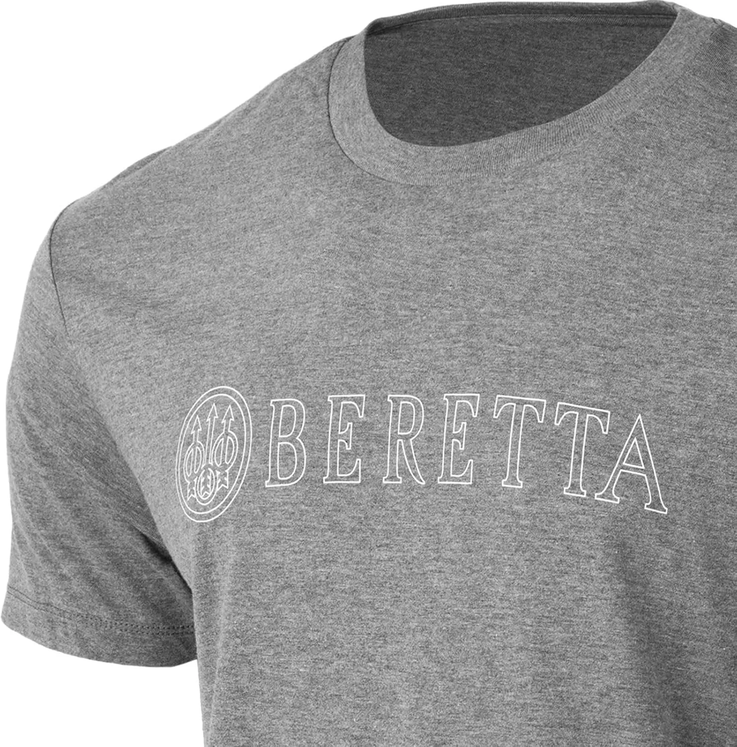Beretta Men's Hardlines Casual Active Wear Crew Ribbed Neck Logo Pattern Double Needle Hems Regular Fit Short Sleeve T-Shirt