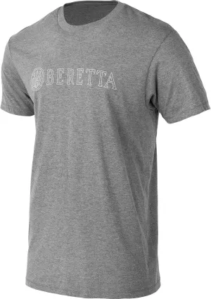 Beretta Men's Hardlines Casual Active Wear Crew Ribbed Neck Logo Pattern Double Needle Hems Regular Fit Short Sleeve T-Shirt