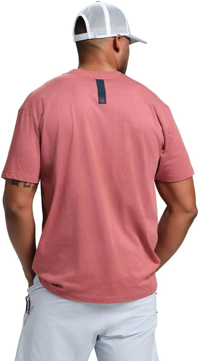 Beretta Men's Hardlines Casual Active Wear Crew Ribbed Neck Logo Pattern Double Needle Hems Regular Fit Short Sleeve T-Shirt