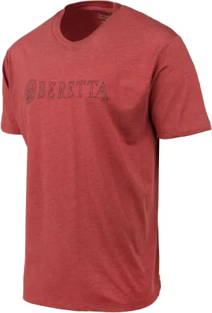 Beretta Men's Hardlines Casual Active Wear Crew Ribbed Neck Logo Pattern Double Needle Hems Regular Fit Short Sleeve T-Shirt