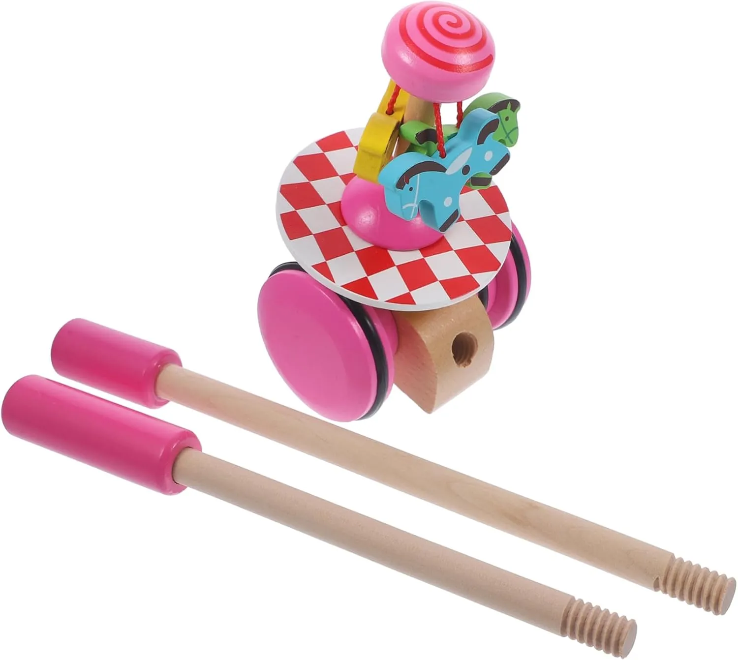 BESPORTBLE 1Pc Educational Wooden Cart Helicopter Style Push Trolley for Enhances Manual Skills and Color Recognition Engaging Plaything for Early Development