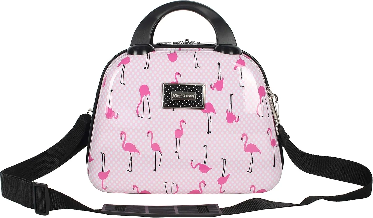 Betsey Johnson Hardside Cosmetic Case - Lightweight Small Size Hardshell Travel Hand Makeup Bag - Adjustable Shoulder Strap - Bag for Women and Girls - Multi-Functional Case