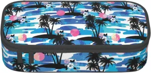 Big Capacity Soft Bag Fashion Multiple Compartment Pockets Fabric Pouch Multifunctional Storage Bag Suitble Office Desktop Daily Travel Coconut Tree