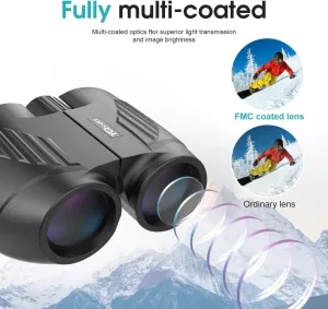 Binoculars 20x25 for Adults and Kids, High Power Easy Focus Compact Binoculars with Low Light Vision for Bird Watching and Travel