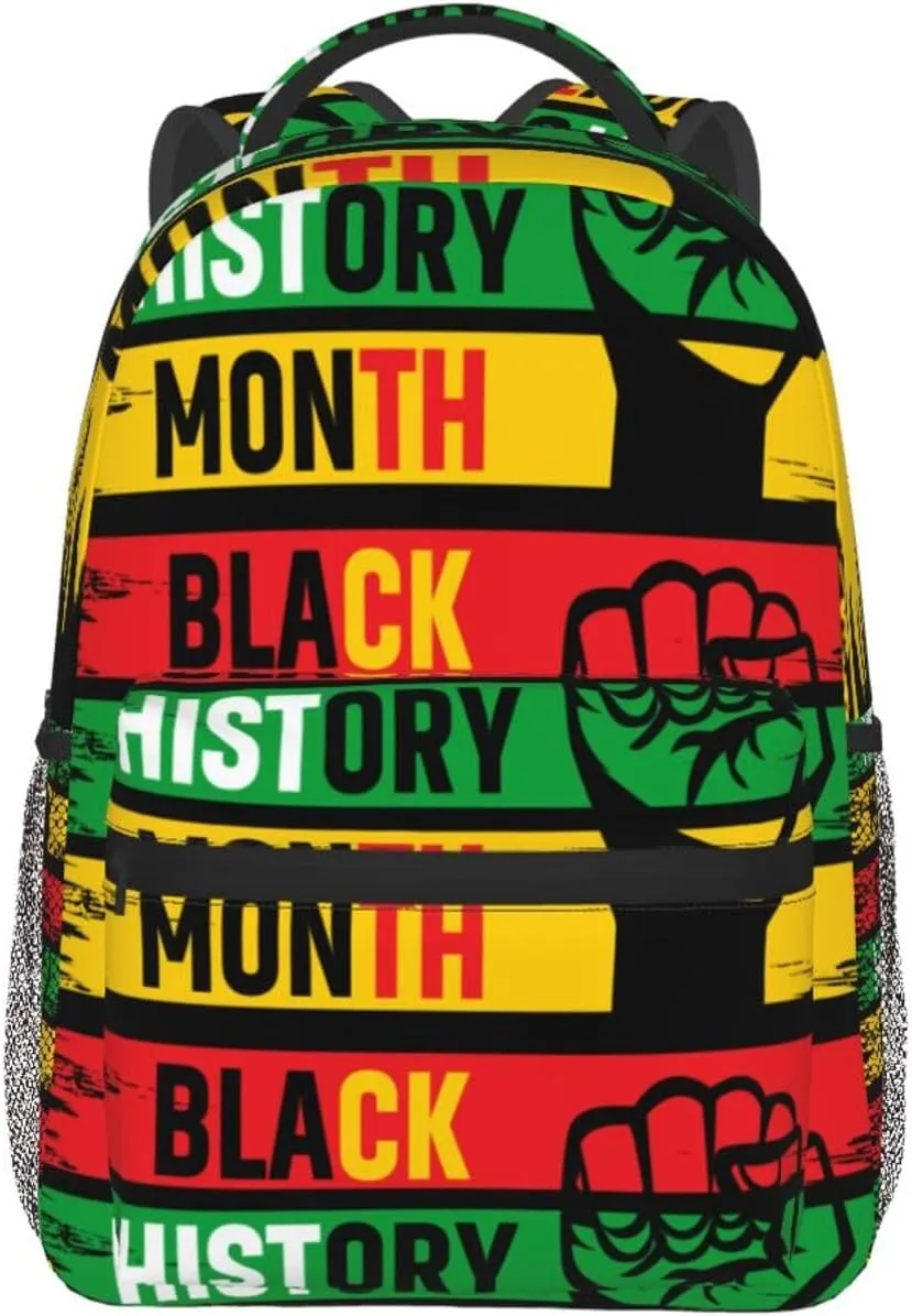 Black History Month Fist Backpack Lightweight Laptop Backpack Casual Daypack Travel Double Shoulder Bag For Women Men