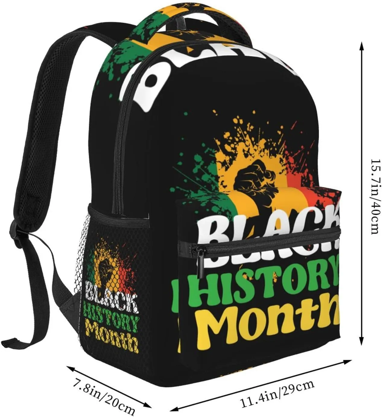 Black History Month Hand Symbol 15 Backpack Lightweight Laptop Backpack Casual Daypack Travel Double Shoulder Bag For Women Men
